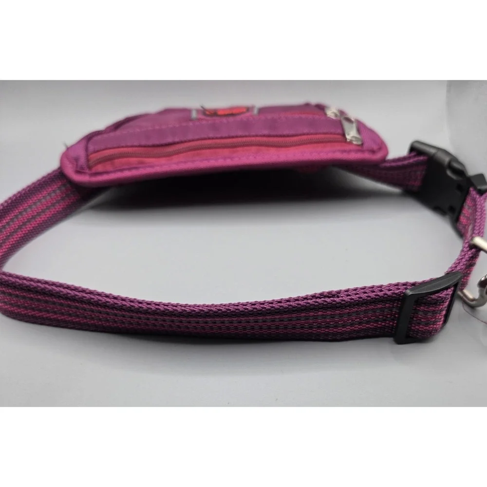 TITLEKONG Hands Free Dog Walking Waist Pack Leash Bag Pink Adjustable Belt